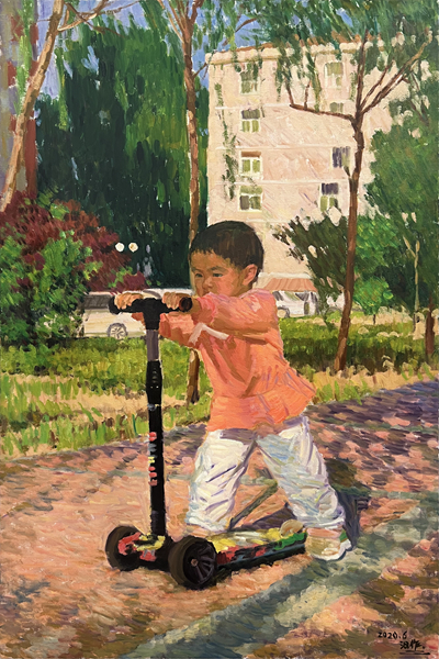 聂道汨《燕语鸠鸣》 布面油彩 150×100cm 2020年_副本.jpg